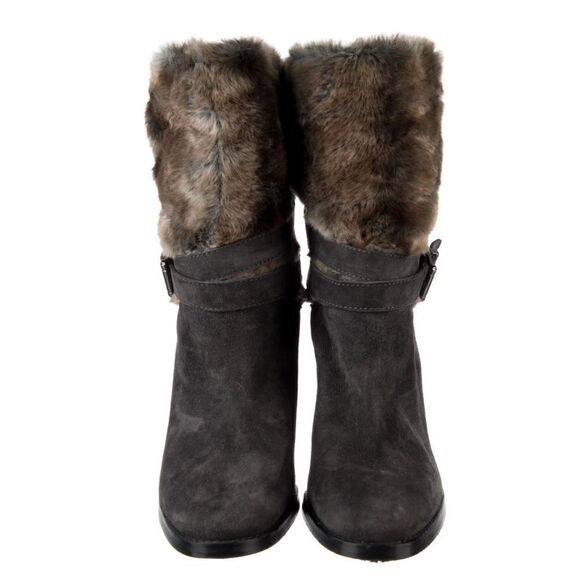 Stuart Weitzman Furstup Slate Grey suede Booties 8.5 - Picture 3 of 5